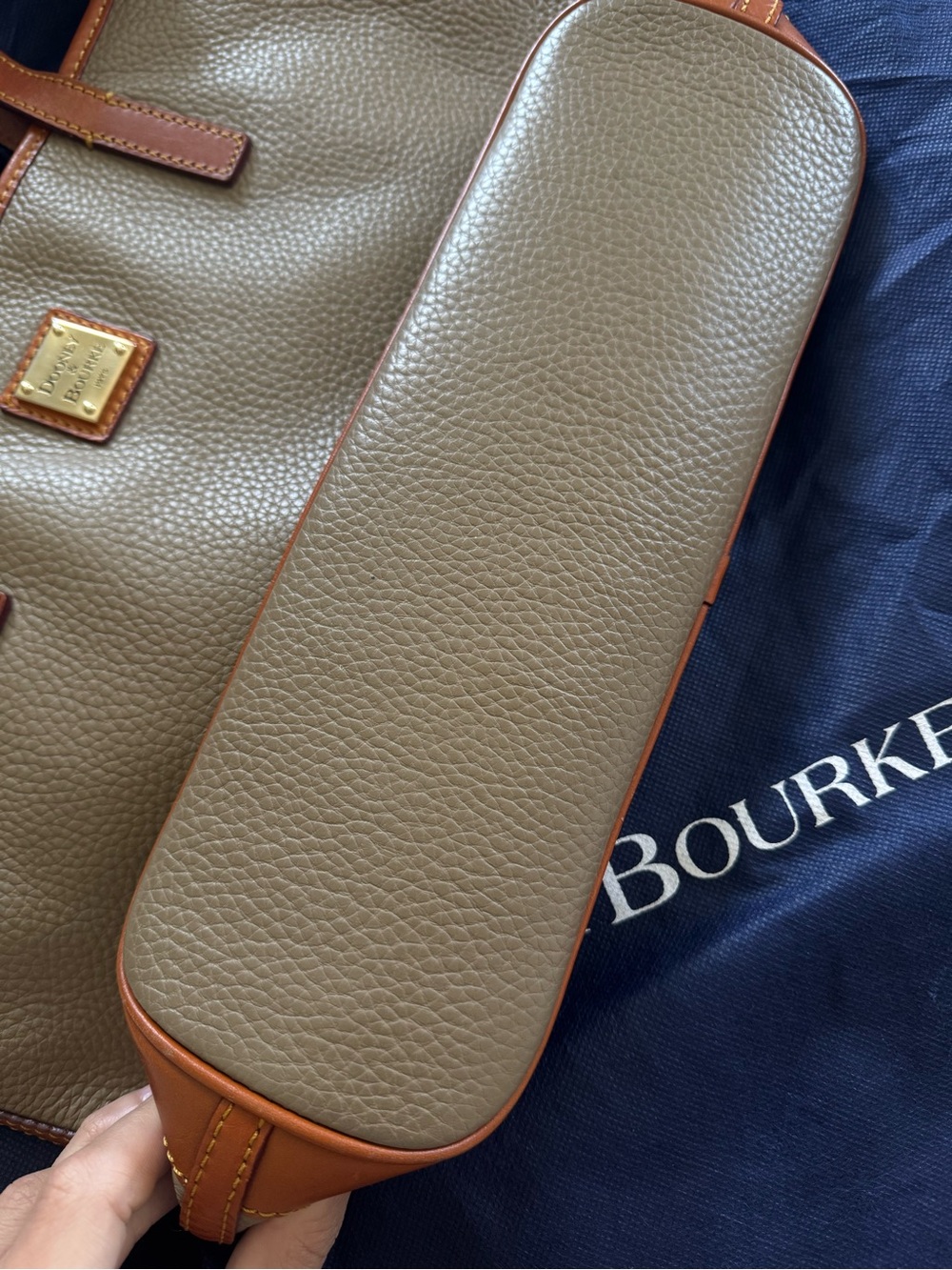Dooney & Bourke Pebble Grain Gray Brown Tan Tote Bag with Dustbag - Picture 3 of 16